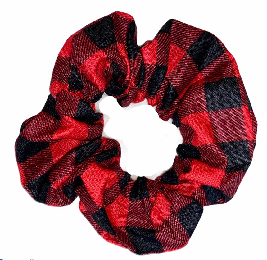 Tied Together Red and Black Buffalo Check scrunchie