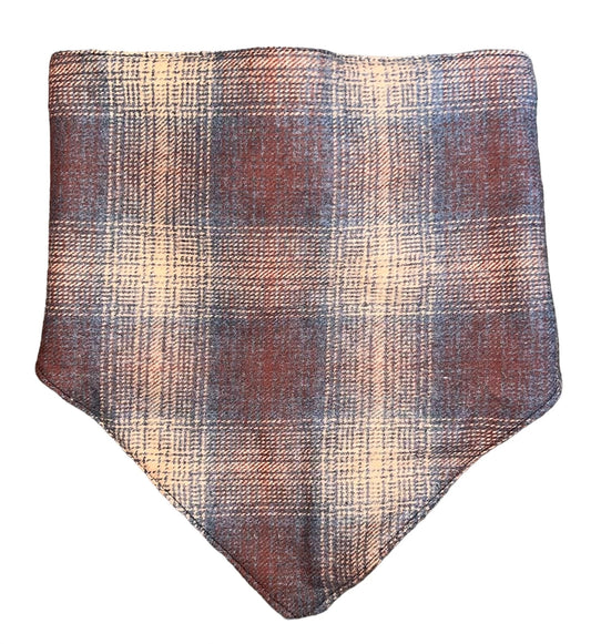 Tied Together Blue Brown Beige Plaid Bandanchie Bandana