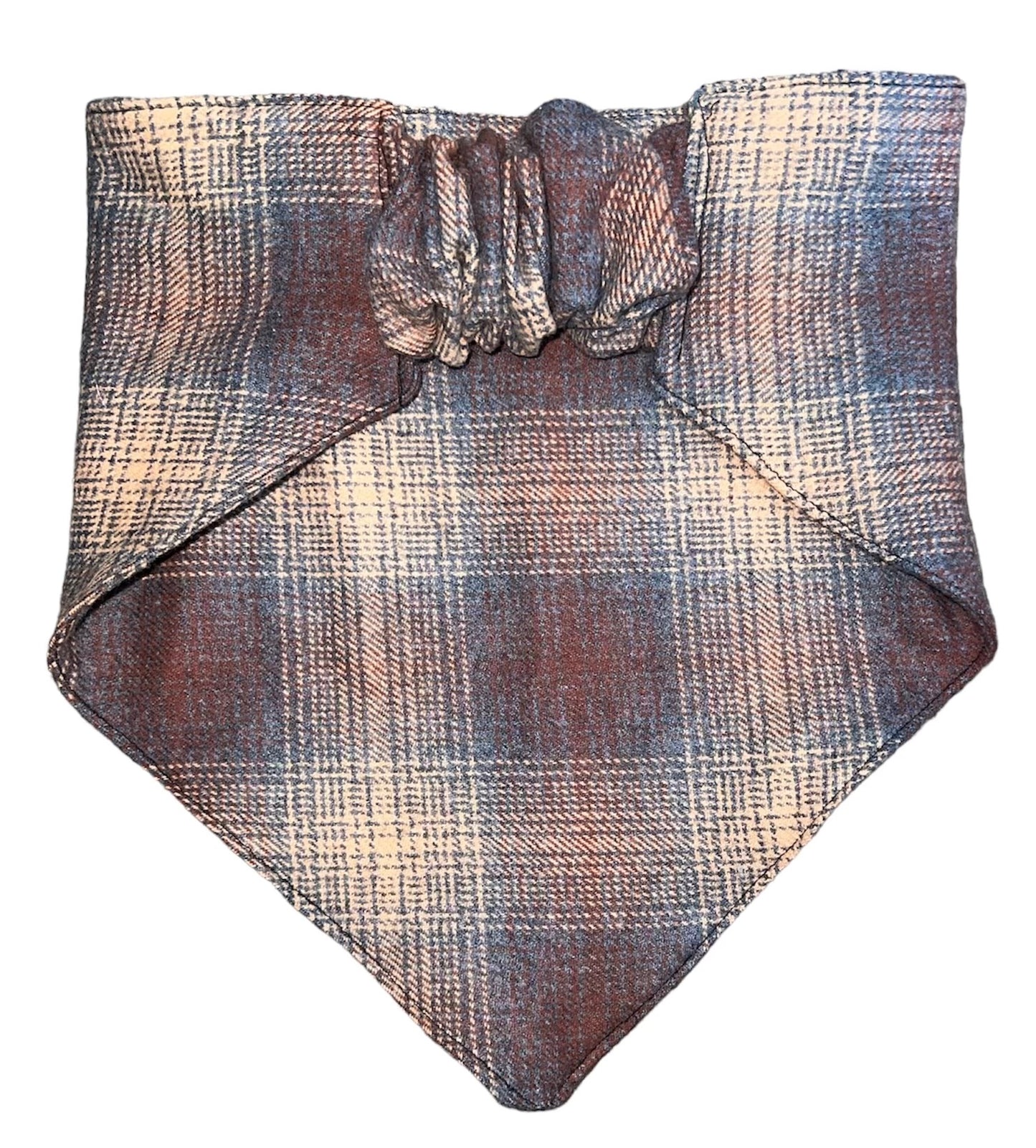 Tied Together Blue Brown Beige Plaid Bandanchie Bandana