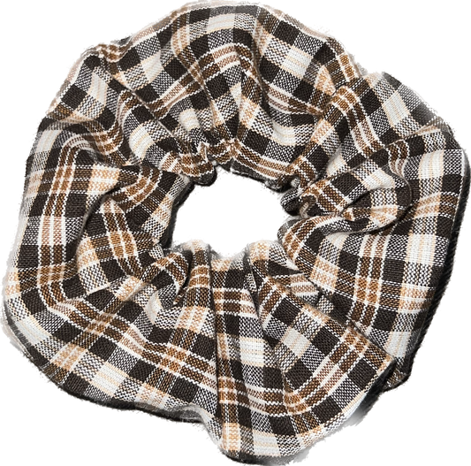 Tied Together Fireside Mocha Plaid scrunchie