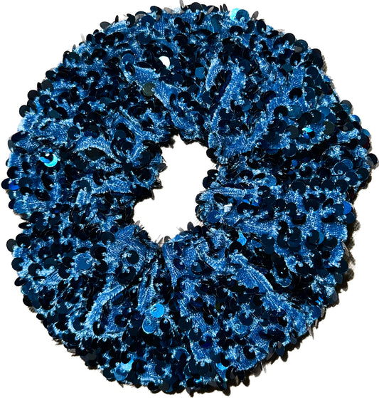 Tied Together Blue Sequin scrunchie
