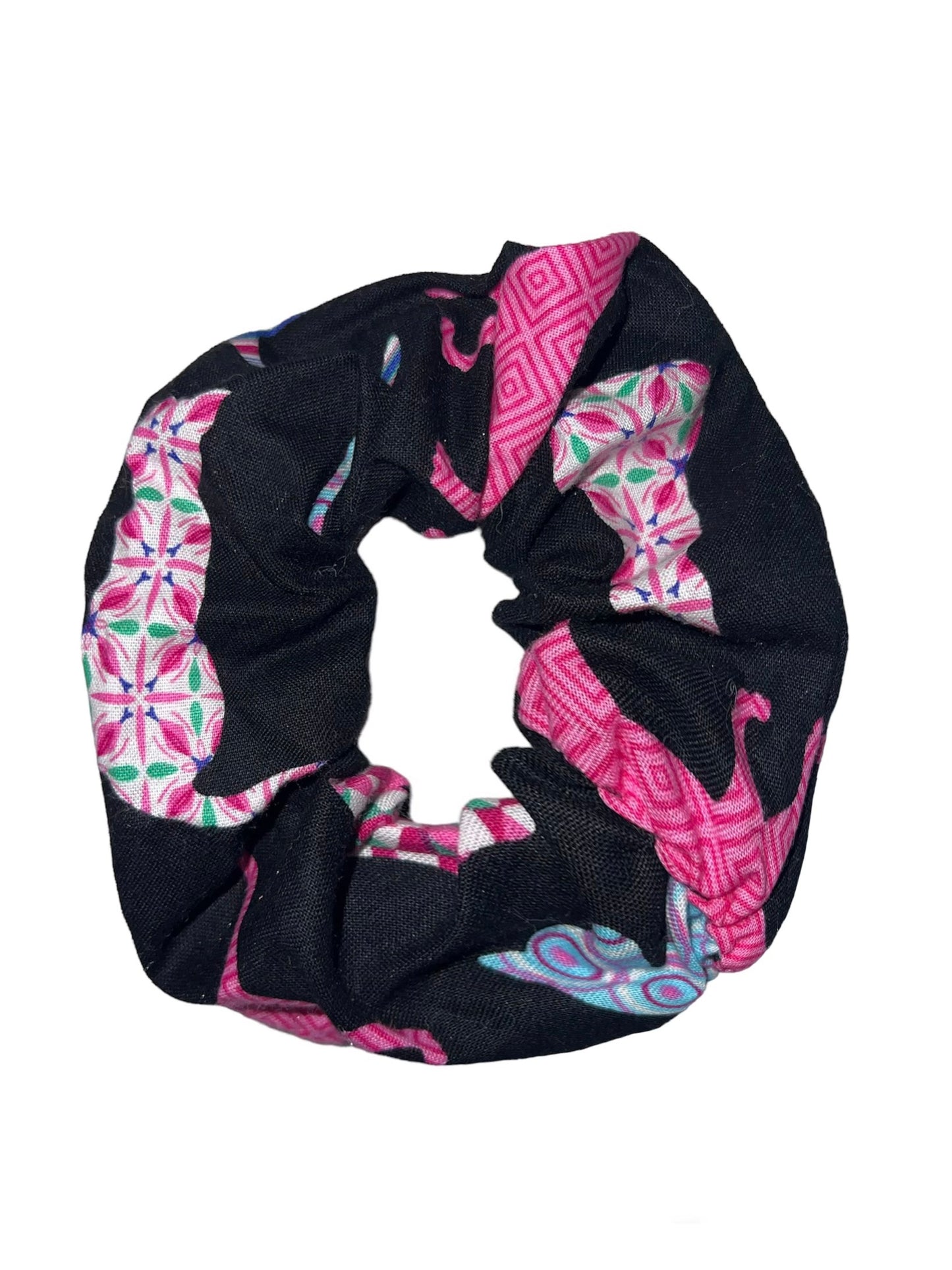 Tied Together Geometric Patterned Cats scrunchie