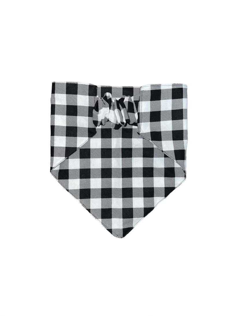 Tied Together White and Black Check Bandanchie