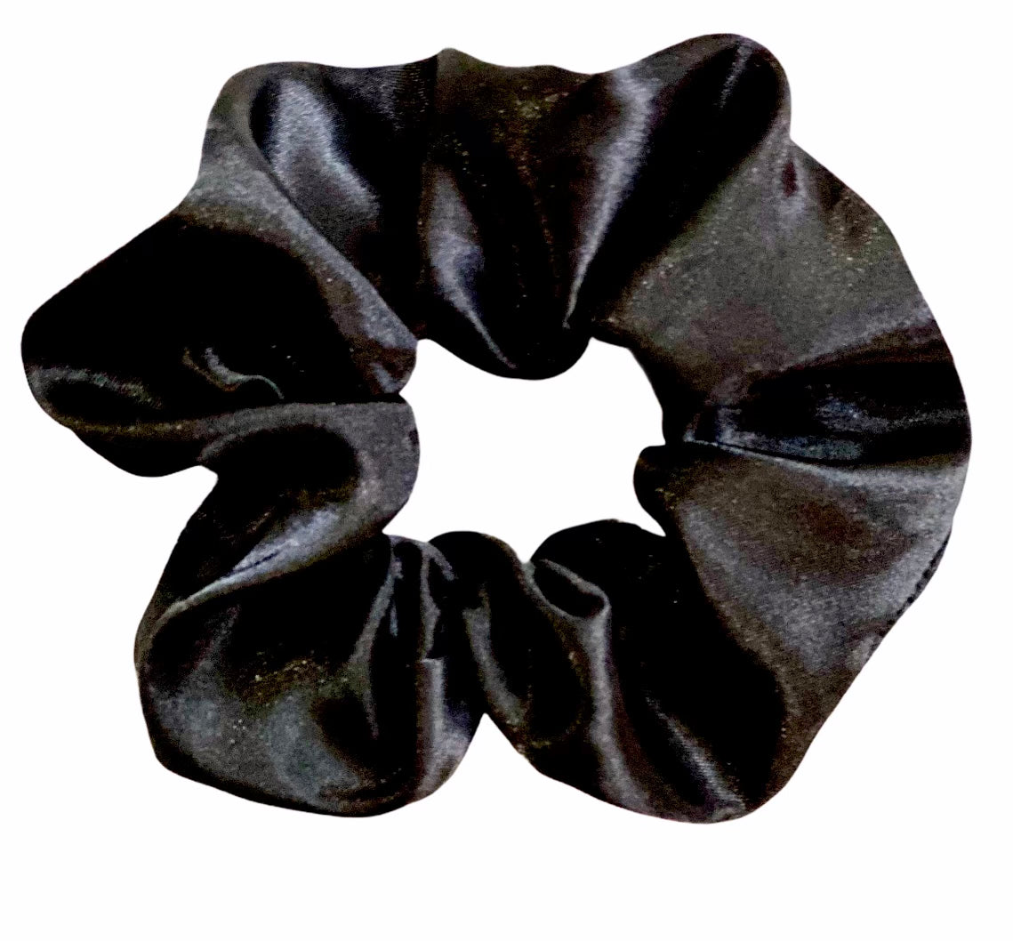 Tied Together Satin Black scrunchie