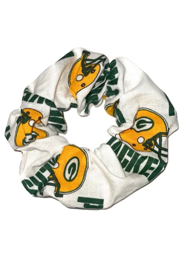 Tied Together Green Bay Packers white scrunchie