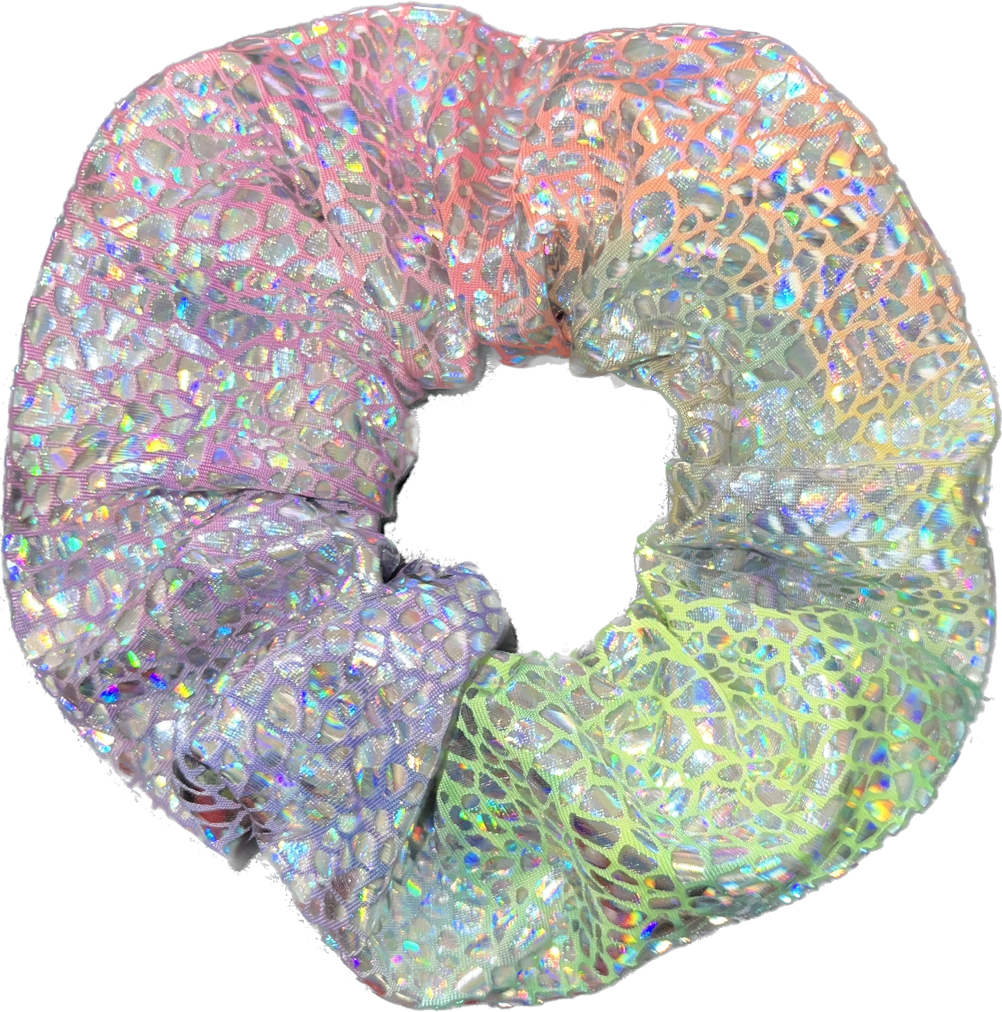 Tied Together Rainbow Hologram scrunchie