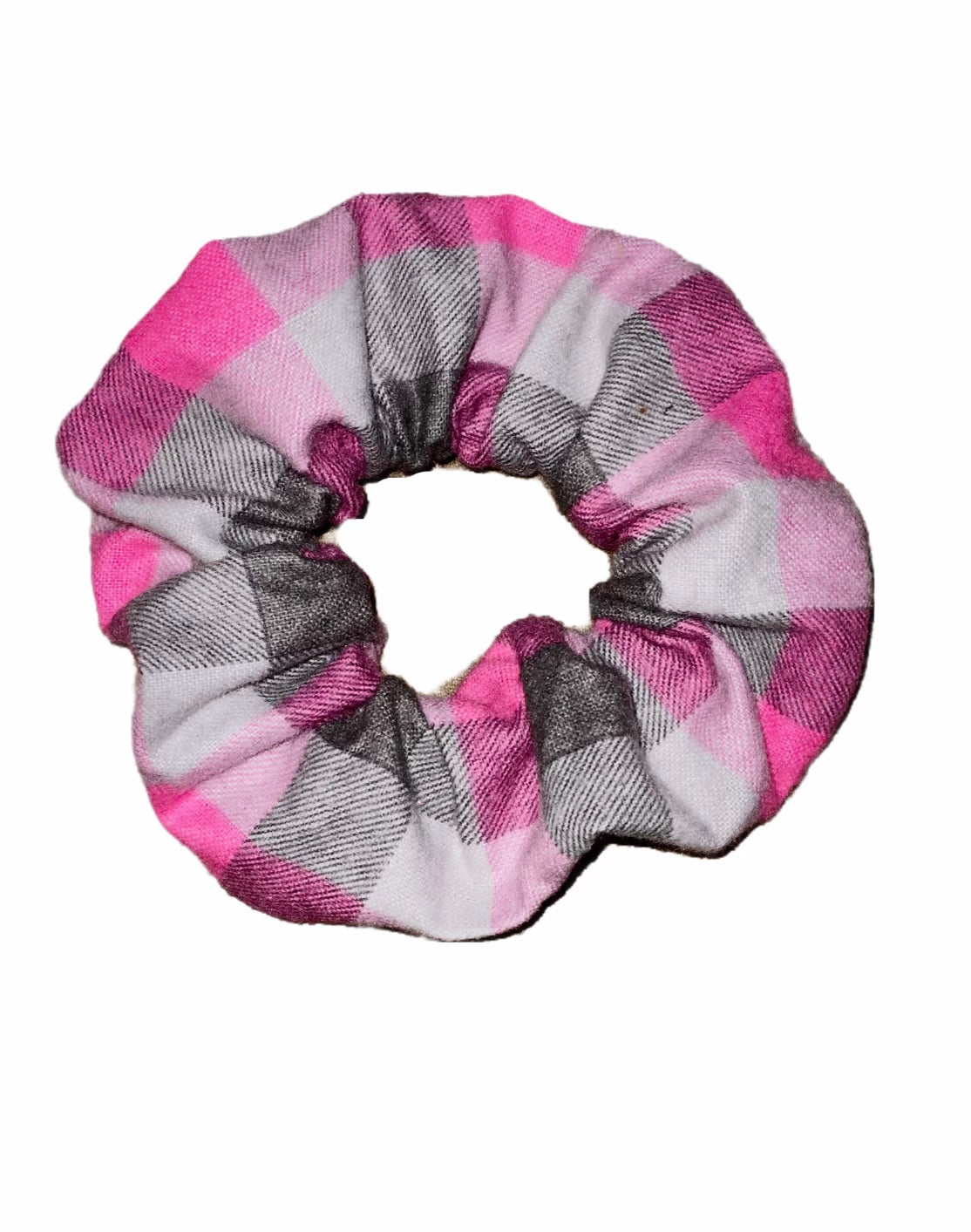 Tied Together Mountain Pink Plaid scrunchie