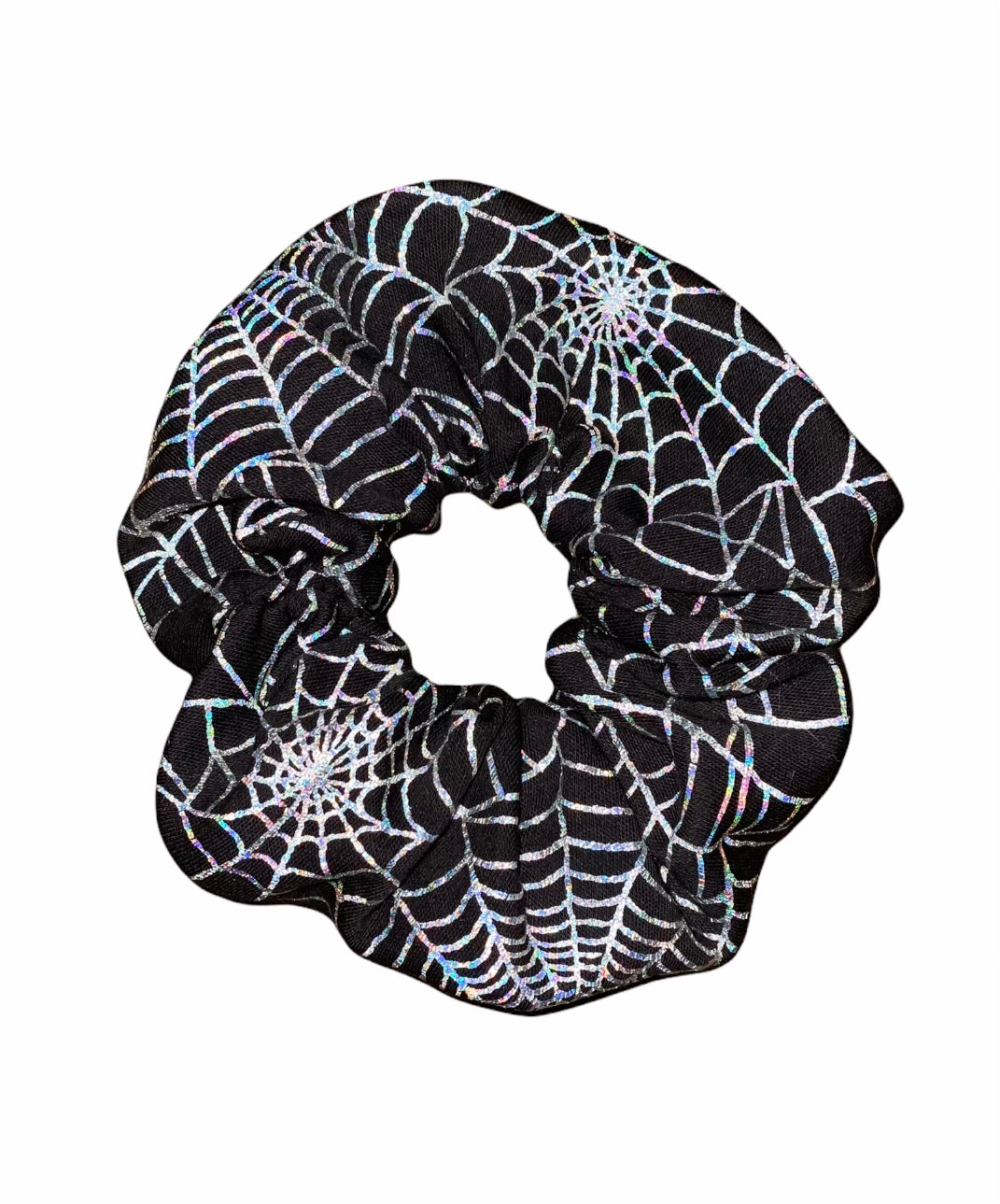 Tied Together Holographic Spider Web scrunchie