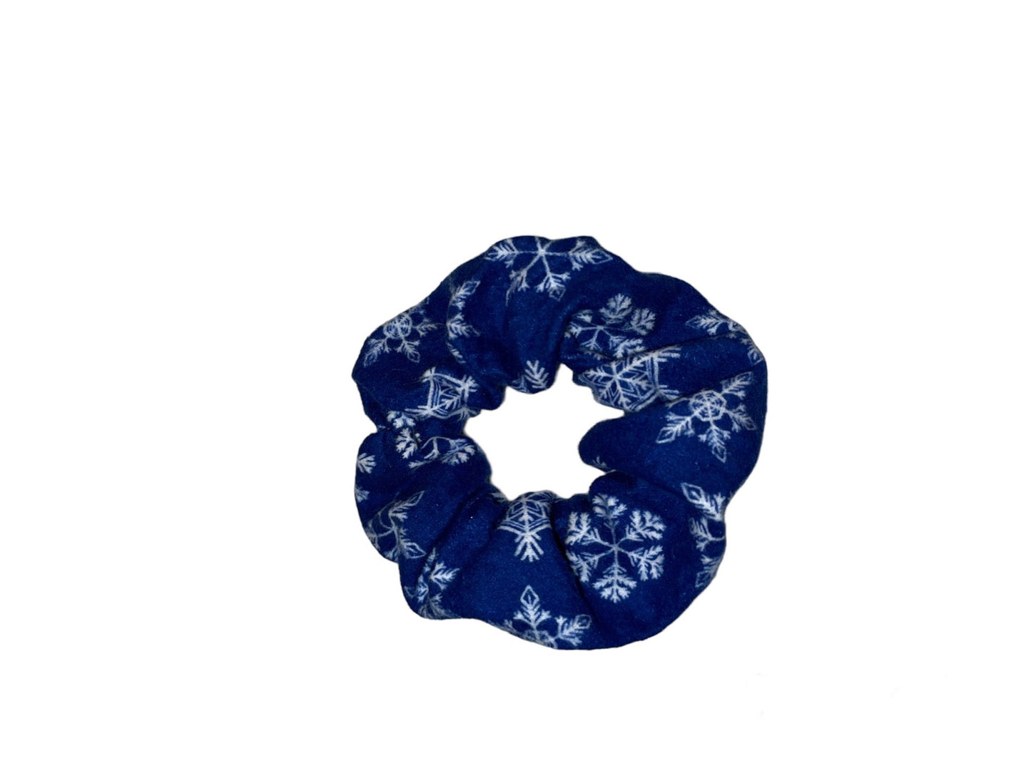 Tied Together Blue Snowflakes scrunchie