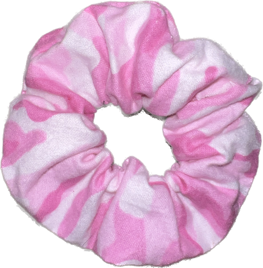Tied Together Pink Army Camo scrunchie