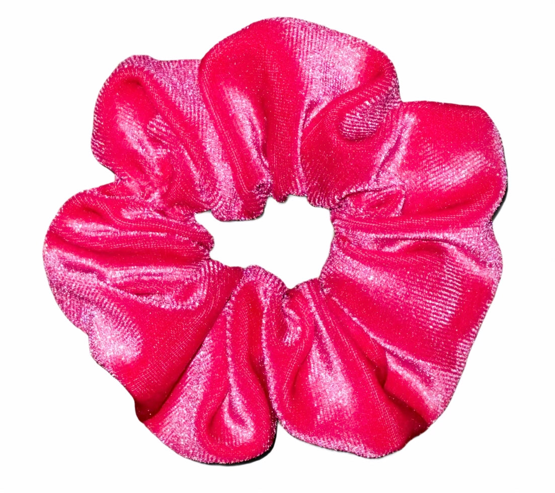 Tied Together Velvet Hot Pink scrunchie