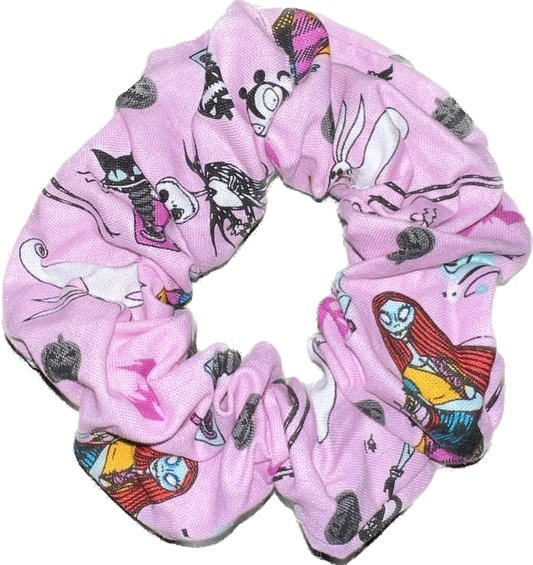 Tied Together Nightmare Before Christmas Pink scrunchie