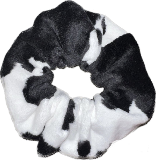 Tied Together Cow Print Fuzzy scrunchie