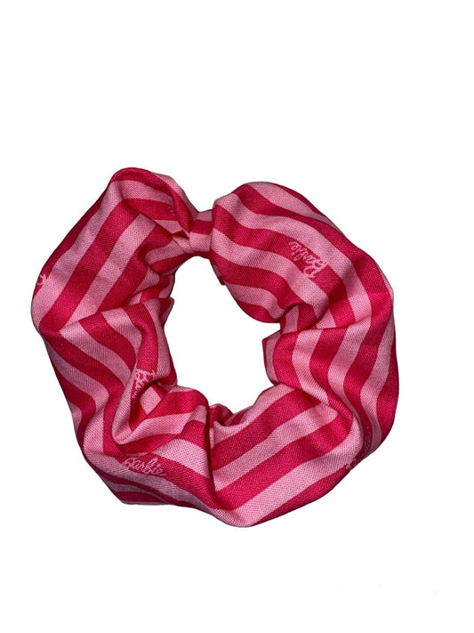 Tied Together Barbie Pink Striped scrunchie