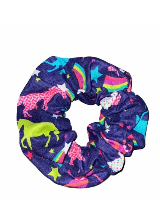 Tied Together Unicorns and Rainbows scrunchie