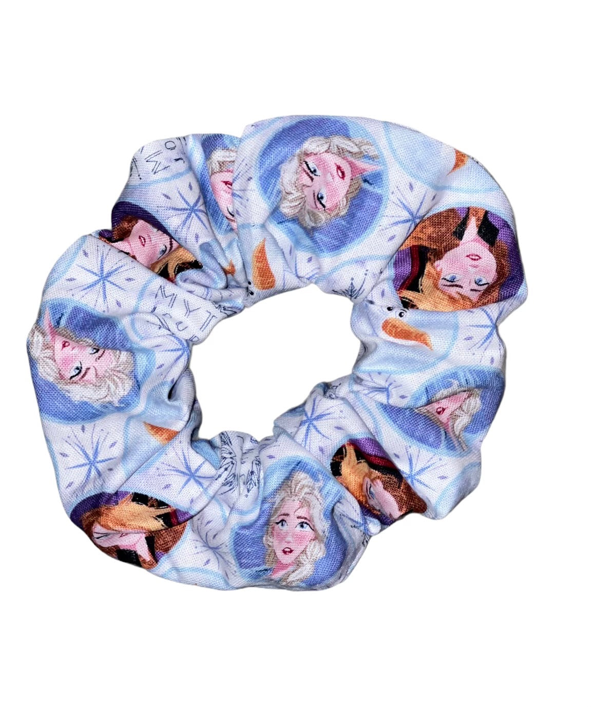 Tied Together Elsa Anna and Olaf scrunchie